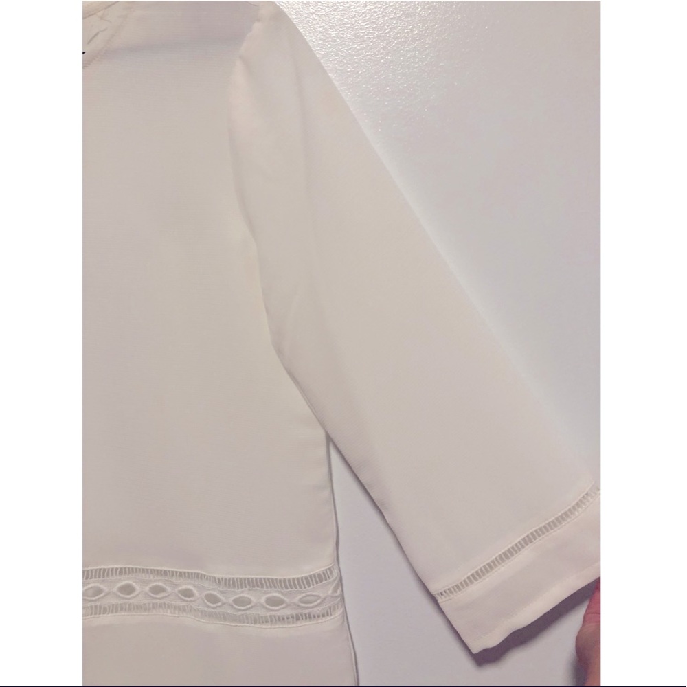 Boheme 3/4 sleeves White Mesh Blouse